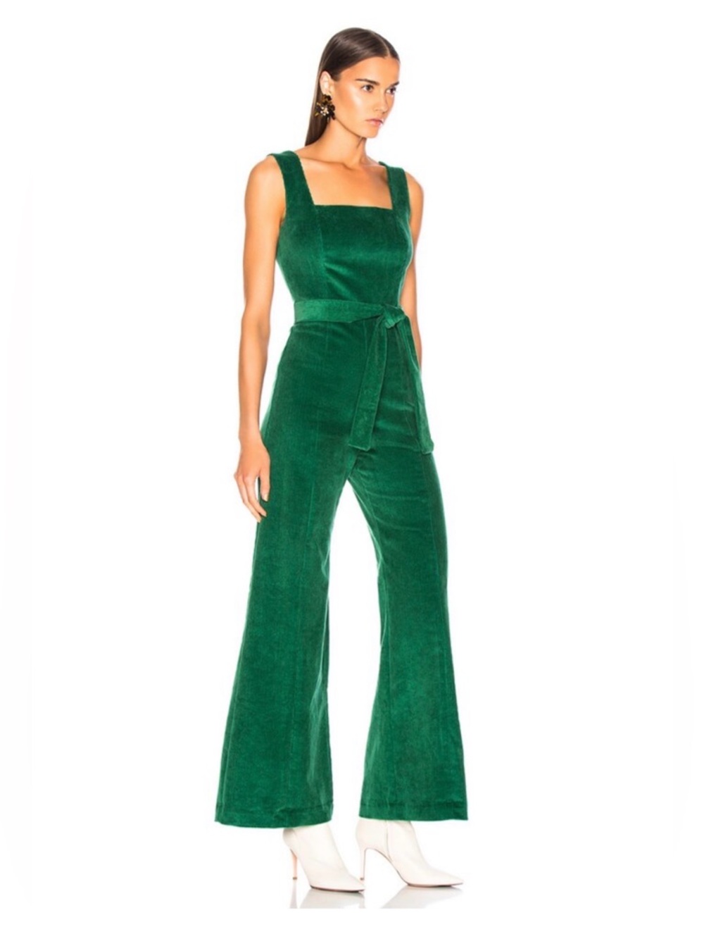 STAUD Emerald Green Wide-Leg Tie-Waist Travis Jumpsuit size 0 - Picture 2 of 9
